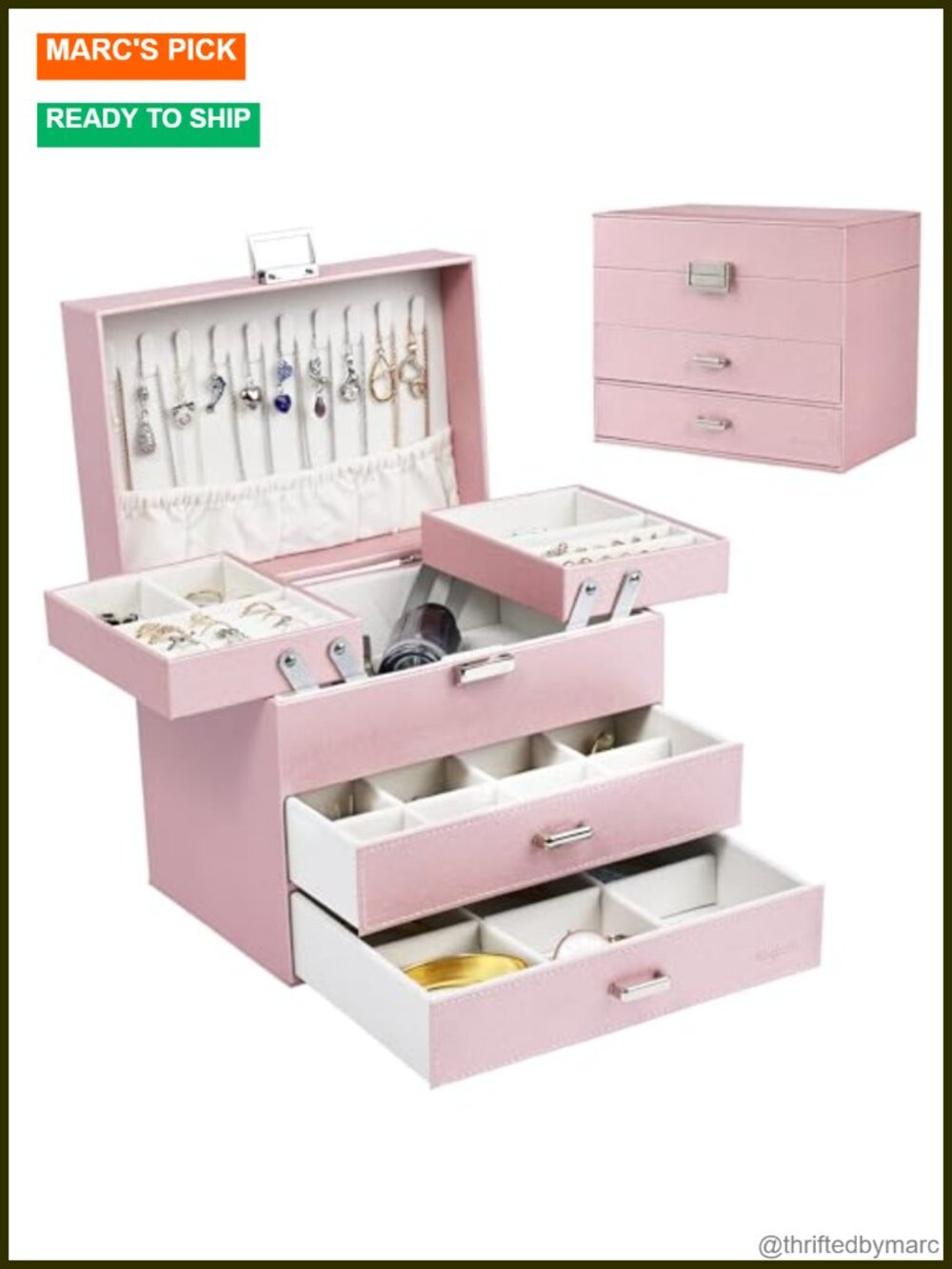 Large Jewelry Box Organizer 4 Layer PU Leather Travel Storage Case
